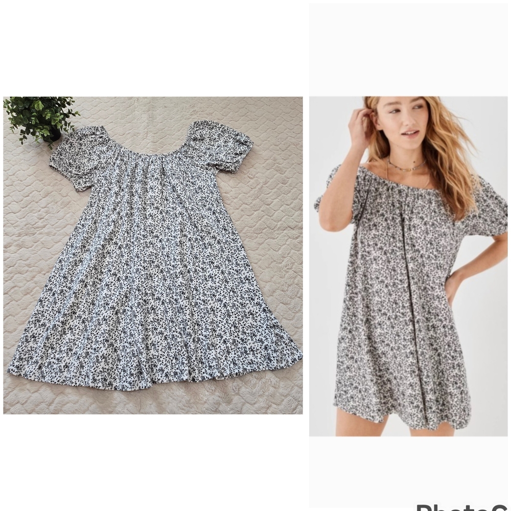 American Eagle Outfitters Black and White Floral Mini Dress